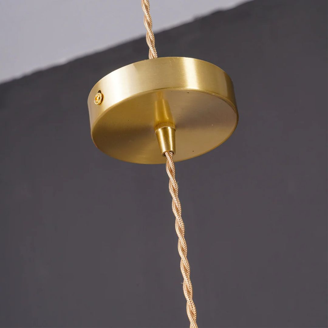 Glass Ceiling Light with Sculptural Ripple Edge – 9 in Hanging Fixture with Metal Hardware for Kitchen, Dining Area, or Bedroom – Adjustable