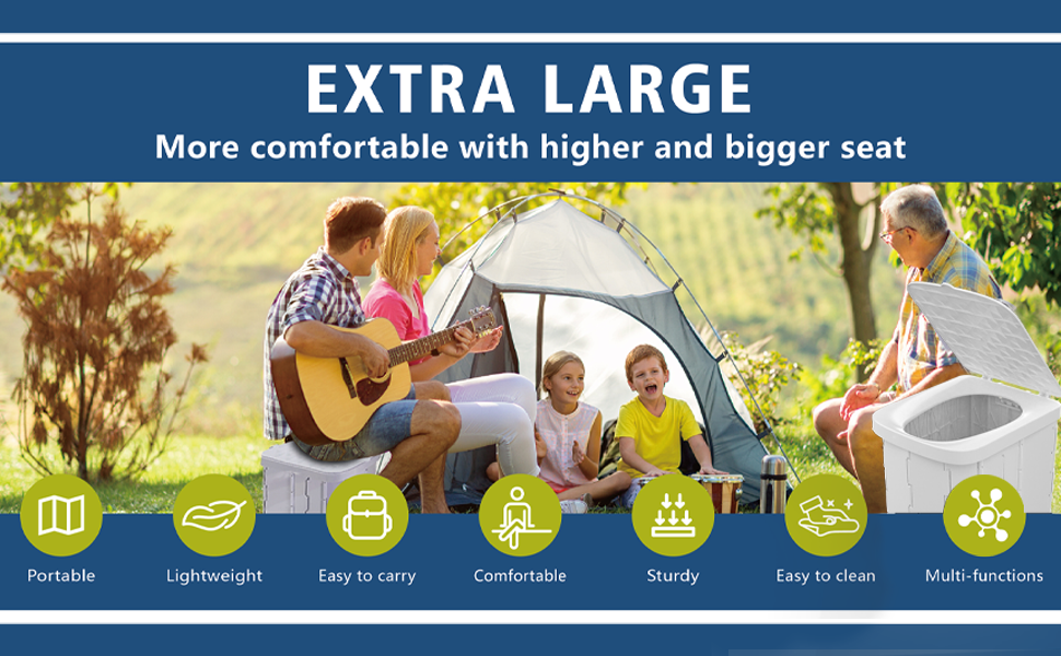 Inodoro portátil versátil para camping con diseño ergonómico | Compacto y ligero para mayor comodidad al aire libre