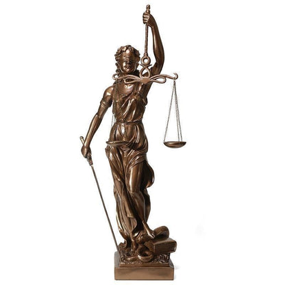 Resin Lady Justice Figure 12-Inch Bronze-Look Statue for Office Desk Library Study Law Firm Decor Legal Symbol Figurine Bookshelf Ornament