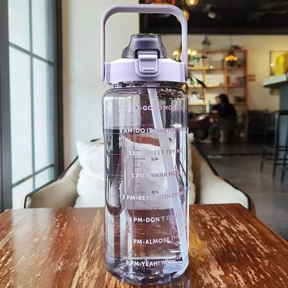 Half-Gallon Water Jug with Built-In Straw and Hourly Hydration Tracker for Gym, Office & Travel