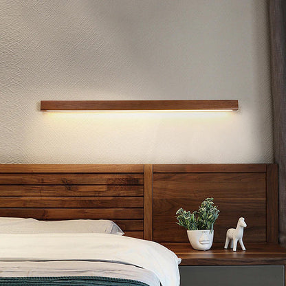 Linear LED Wood Sconce Adjustable 3-Color Temperature Vanity Mirror Light for Bathroom Bedroom Hallway Modern Nordic-Inspired Minimalist Amb