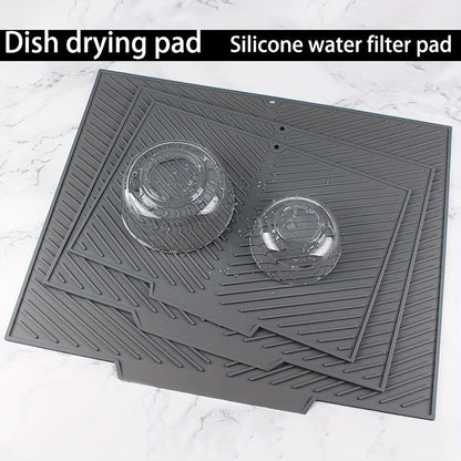 Silicone Drying Mat for Kitchen Counter – Heat Resistant, Non-Slip Dish Drainer Pad for Dishes, Glasses, Cookware | Dishwasher Safe