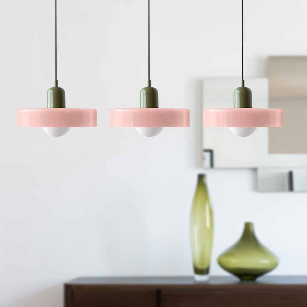 Glass Pendant Lamp 12 Inch Adjustable Height Ceiling Fixture for Bedrooms Nightstands Modern Minimalist Nordic Hanging Light E27 Socket for