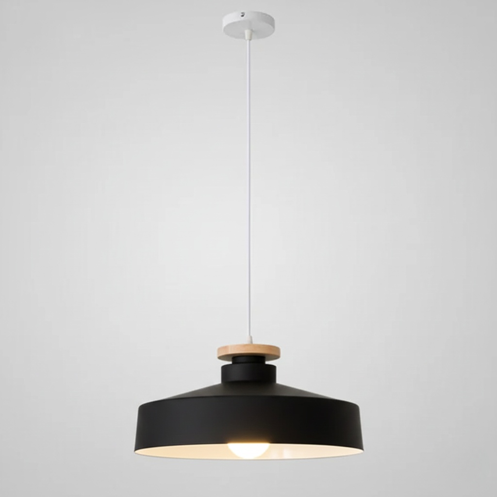 Scandinavian Wood Pendant Light Fixture for Dining Room, Kitchen & Living Room – Minimalist Ceiling Lamp with E27 Socket in Multiple