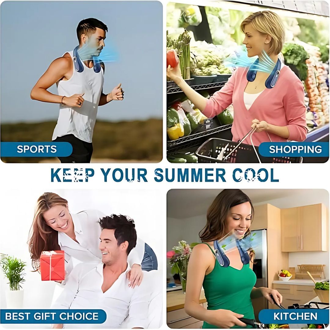 360° Bladeless Neck Fan | Portable Design with Adjustable Speeds for Instant Cooling Relief