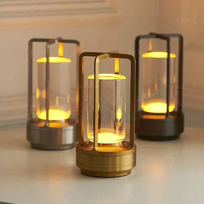 Cordless Bedside Lamp Rechargeable USB Touch Control Crystal Glass 3 Brightness Dimmable Warm Glow for Nightstand Reading Living Room Office