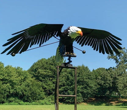 Metal Spinning Garden Wind Spinner Sculpture for Yard Outdoor Lawn Ornament Kinetic Windmill Decor Bird Eagle Owl Patio Balcony Decorative