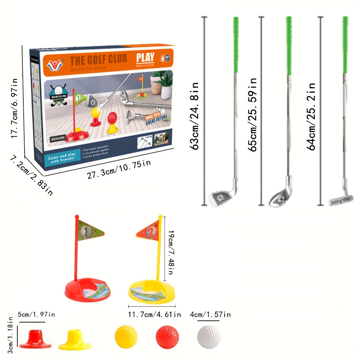 Kids Golf Set with Adjustable Clubs & Targets for Active Indoor Outdoor Play Ages 3-8 | Complete Starter Kit with Balls & Bases for Motor