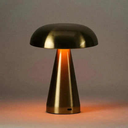 Cordless Rechargeable Touch Lamp 8.5 in Brushed Metal for Bedside Nightstand Patio Dining Table 3 Brightness Levels USB-C Portable Ambient L