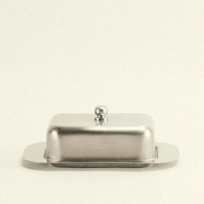 Covered Stainless Steel Keeper for Fresh Dairy 7.5 Inches Kitchen Table Storage Container with Lid Vintage Design