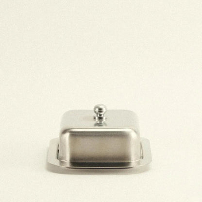 Covered Stainless Steel Keeper for Fresh Dairy 7.5 Inches Kitchen Table Storage Container with Lid Vintage Design