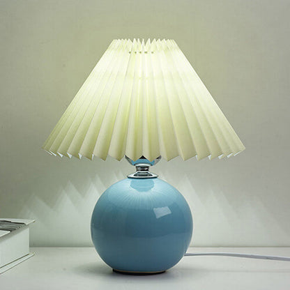 Ceramic Accent Lamp with Fabric Shade 11x9.5 in E26 Socket for Nightstand Desk Study Room Reading Light Modern Home Decor