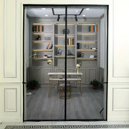Magnetic Mesh Screen Door Self-Closing Hands-Free Entry Insect Protection Summer Ventilation Black White 31-47 in Patio Balcony RV Home