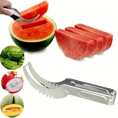 Stainless Steel Fruit Slicer Cutter for Watermelon Cantaloupe Papaya Dragon Fruit Kitchen Tool Fast Serving Prep