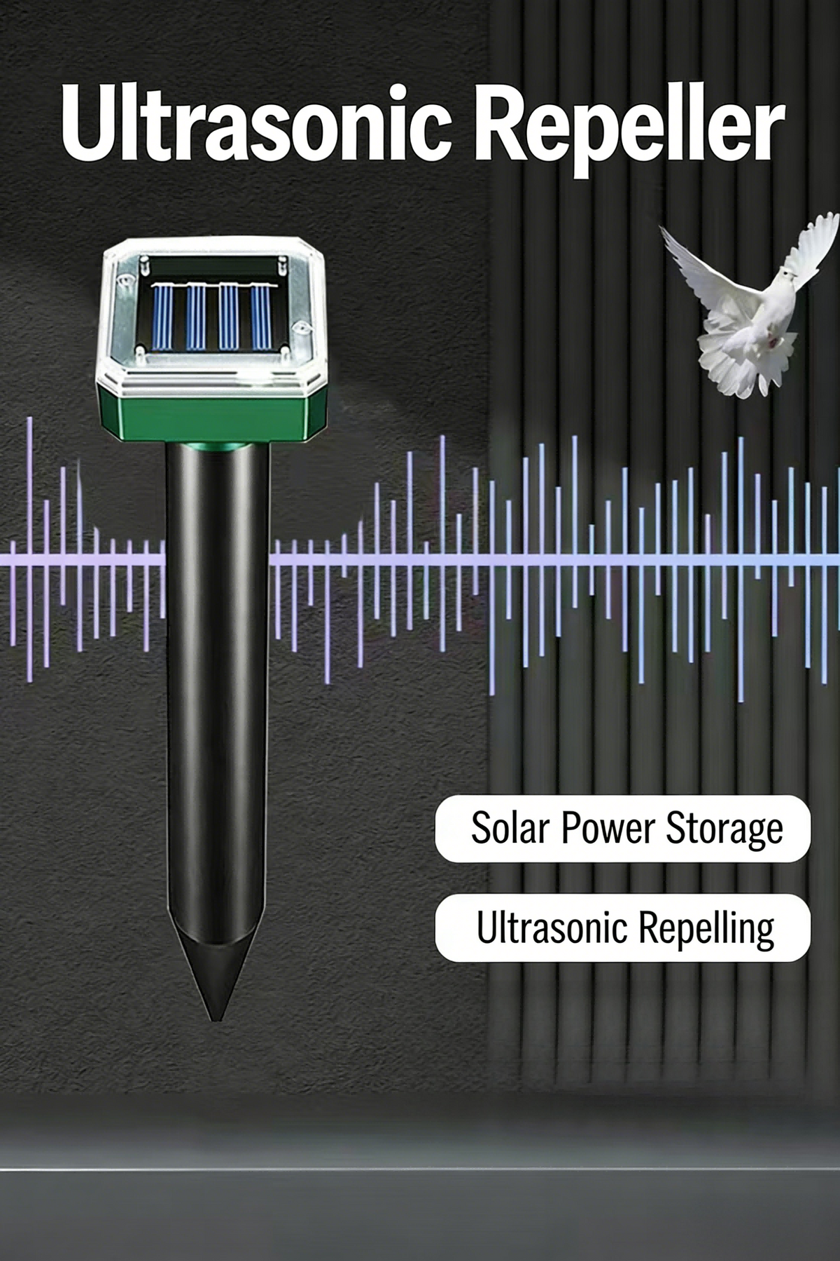 EcoGuard | Repelente ultrasónico solar de roedores con tecnología de frecuencia variable | Control de plagas eficaz para espacios exteriores