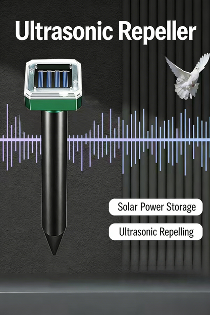 EcoGuard | Repelente ultrasónico solar de roedores con tecnología de frecuencia variable | Control de plagas eficaz para espacios exteriores