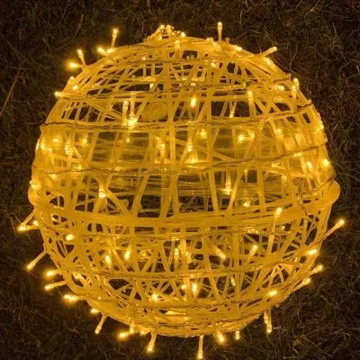 Esfera de luz LED tejida de 8 pulgadas, resistente a la intemperie, colgante para exteriores, ideal para patios, jardines, terrazas y fiestas, conectable, luz ambiental