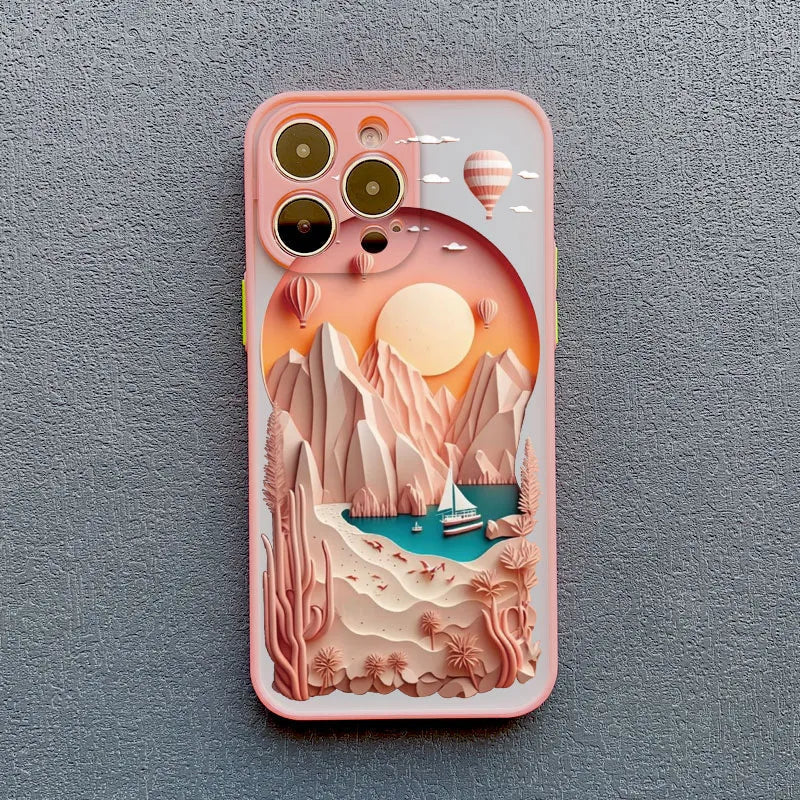 Protective Silicone iPhone Case with Scenic 3D Graphics & Camera Protection for iPhone 14-17 Series