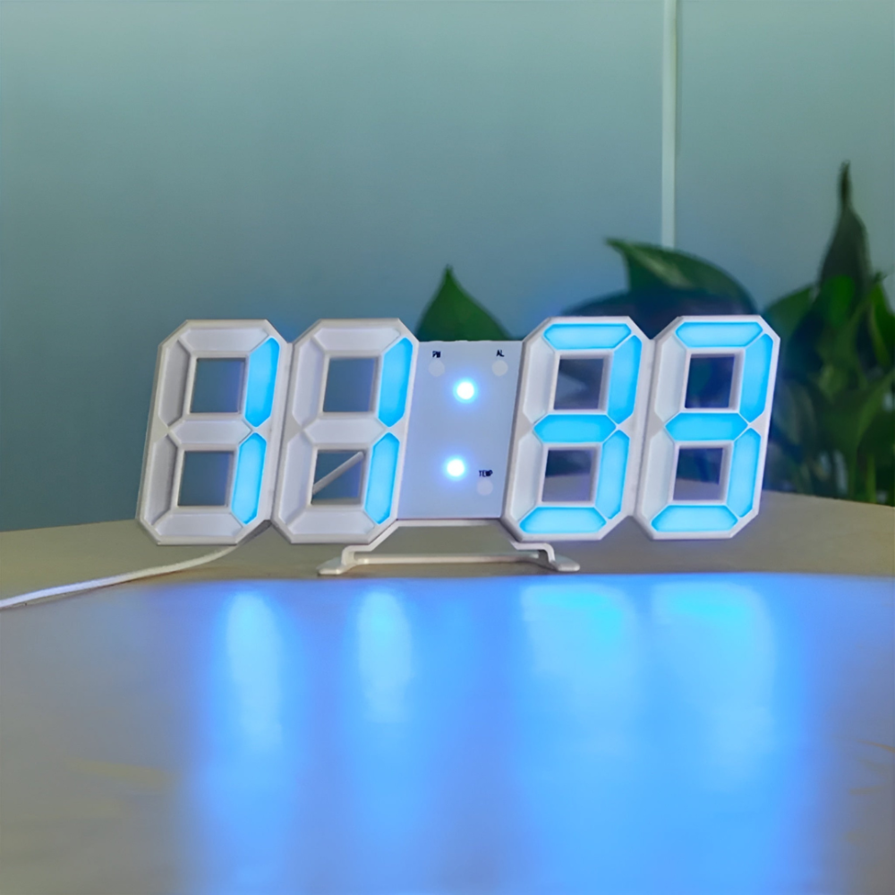 LED Alarm Clock with 3D Display and Auto Dimming for Bedroom Desk or Wall Mount | USB Powered Timer & Night Mode for Office Living Room Nigh