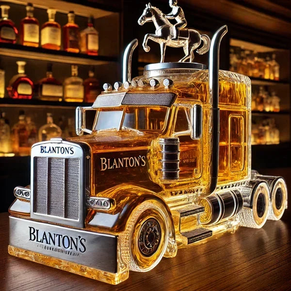 Semi Truck Glass Decanter 13 oz – Collectible Liquor Bottle for Bourbon, Scotch & Whiskey Display | Bar Accessories for Man Cave, Home Bar
