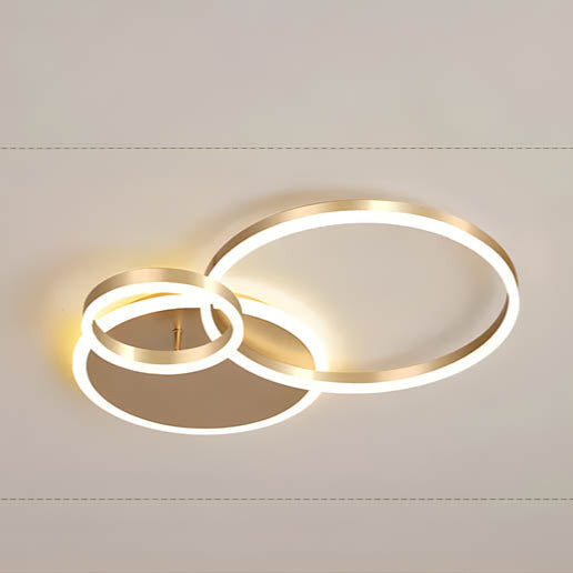 LED Ring Chandelier 45 in Aluminum Fixture Warm White Dimmable for Bedroom Living Room Dining Room Modern Flush Mount Multi-Ring Integrated