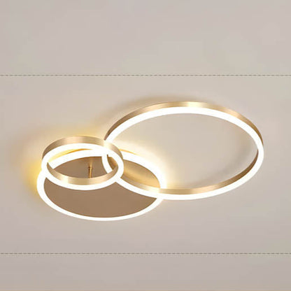 LED Ring Chandelier 45 in Aluminum Fixture Warm White Dimmable for Bedroom Living Room Dining Room Modern Flush Mount Multi-Ring Integrated