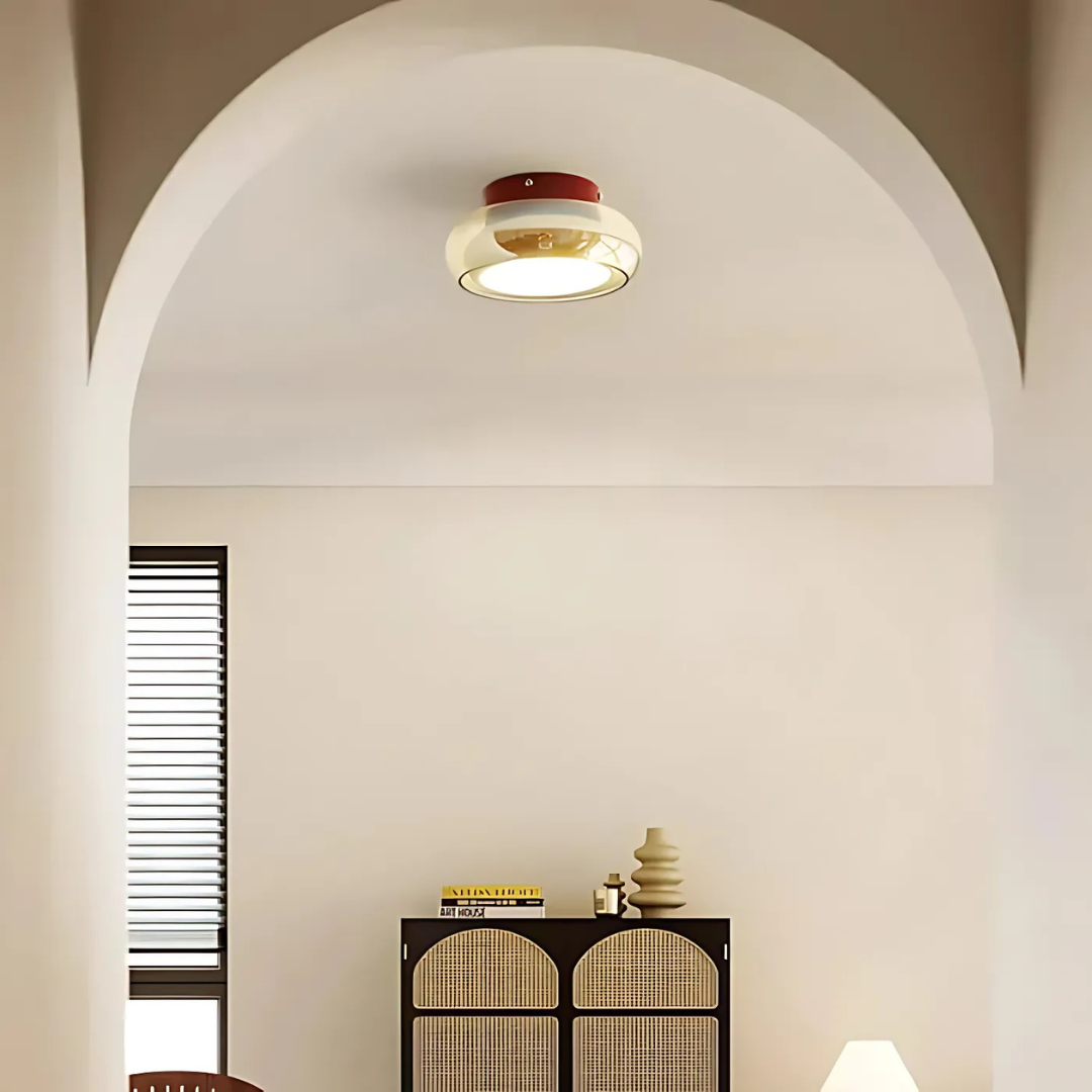 Lámpara de techo LED de montaje empotrado 24W con vidrio ámbar para habitaciones pequeñas y pasillos, luz cálida, lámpara de techo de estilo vintage para dormitorio y entrada