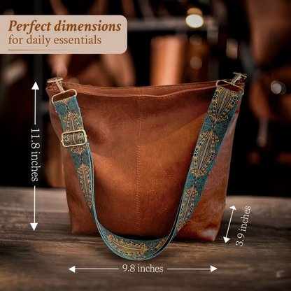 Genuine Leather Crossbody Purse with Adjustable Strap – Vintage Flap Bag for Women | Everyday Shoulder Handbag with Magnetic Closure