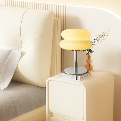 Frosted Glass Accent Lamp 10 Inch Sphere Bedside Light with Metal Base for Nightstand Reading Office Desktop Illumination