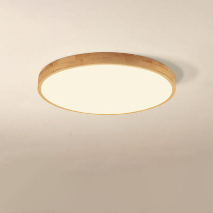 Round Wood Overhead Light Fixture with Adjustable Temperature Settings 12-24 Inch Low Profile for Bedroom Living Room Kitchen Dining Area Co