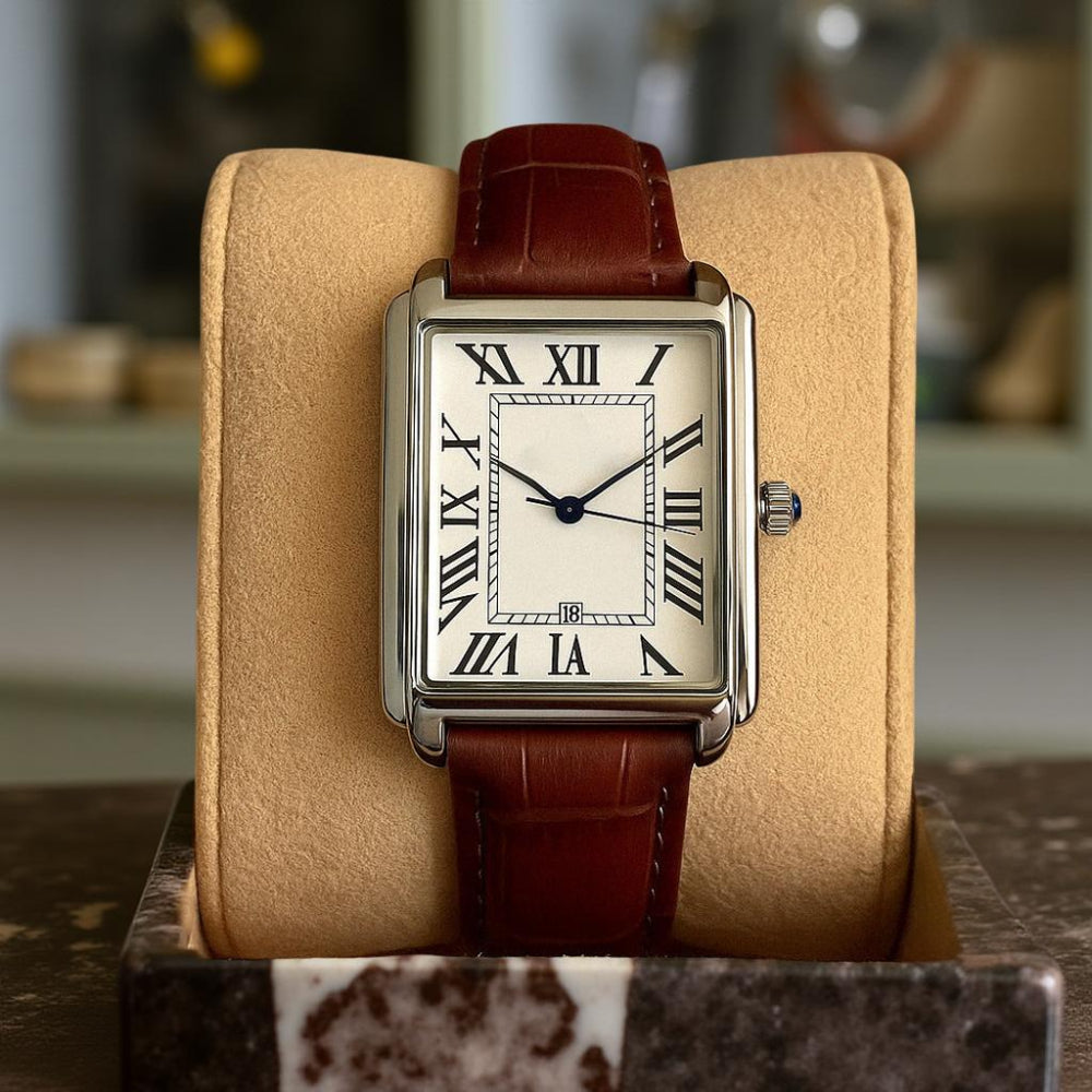 Classic Square | Reloj de vestir para hombre con esfera de números romanos | Reloj elegante para cualquier ocasión