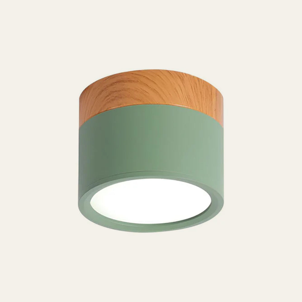 Round LED Flush Mount Light Fixture Wood Accent Aluminum 5W 7W for Entryway Bedroom Kitchen Hallway Ceiling Lamp Modern Minimalist Scandinav