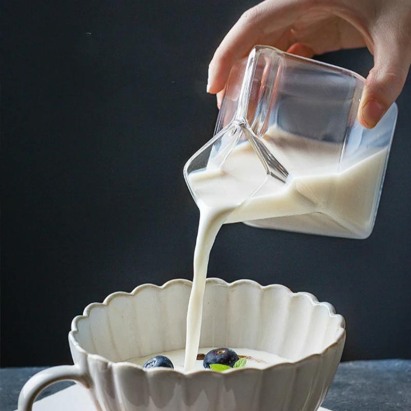 Compact Glass Milk Carton Mug