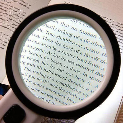 Illuminated Desktop Magnifier with 30X Magnification and 12 LED Lights for Reading Small Print, Labels, Books, Maps, Coins, Jewelry, Hobbies