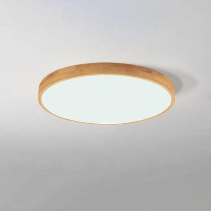 Round Wood Overhead Light Fixture with Adjustable Temperature Settings 12-24 Inch Low Profile for Bedroom Living Room Kitchen Dining Area Co