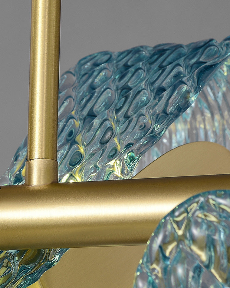 19-Light Glass Ceiling Fixture with Peacock Art Design for Dining Rooms & Large Spaces