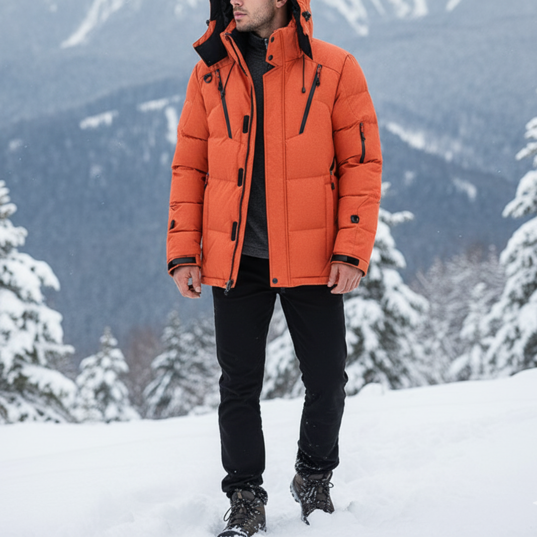 Insulated Winter Parka Jacket with Detachable Hood for Men – Windproof Cold Weather Coat for Outdoor Hiking Camping & Everyday Commuting