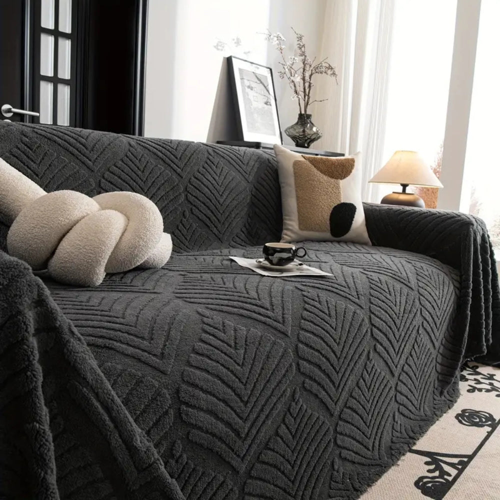 Haven Sofa Cover - Herringbone Fleece, Pet-Friendly Slipcover
