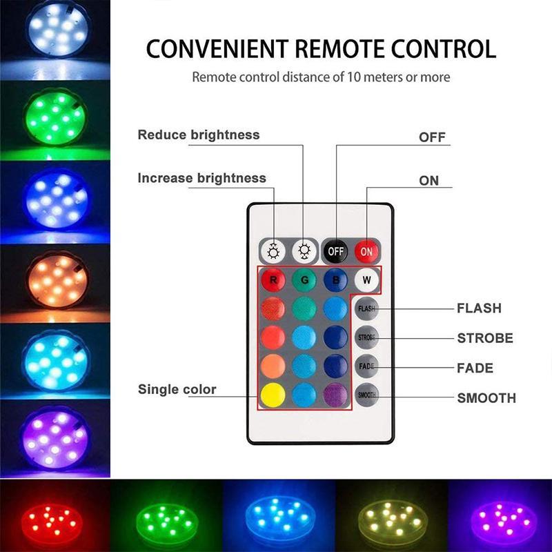 Submersible LED Pool Light with Remote Control, Waterproof Magnetic Suction Cup Underwater RGB Color Changing Accent Lighting for Pools