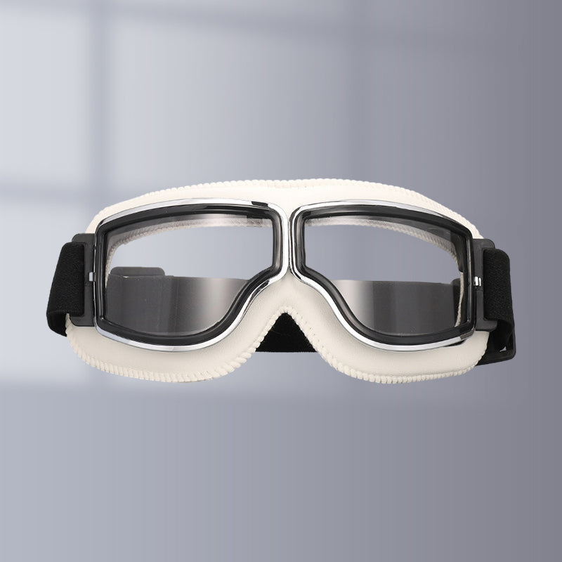 Retro Aviator Motorcycle Goggles with Padded Frame & Adjustable Strap for Men & Women