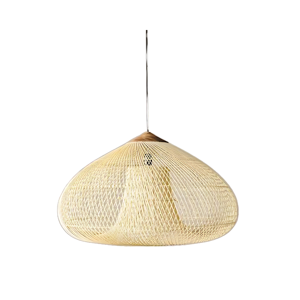 Woven Rattan Ceiling Light Fixture E26 Natural Boho Hanging Lamp for Dining Kitchen Island Bedroom Ambient Lighting Handcrafted Organic Text