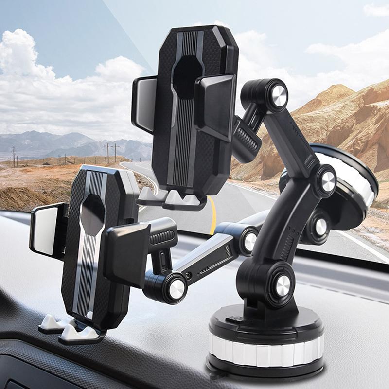 Telescopic Dashboard Phone Mount with Suction Cup for iPhone, Android & All Smartphones | Car Phone Holder with 360° Rotation & Adjustable