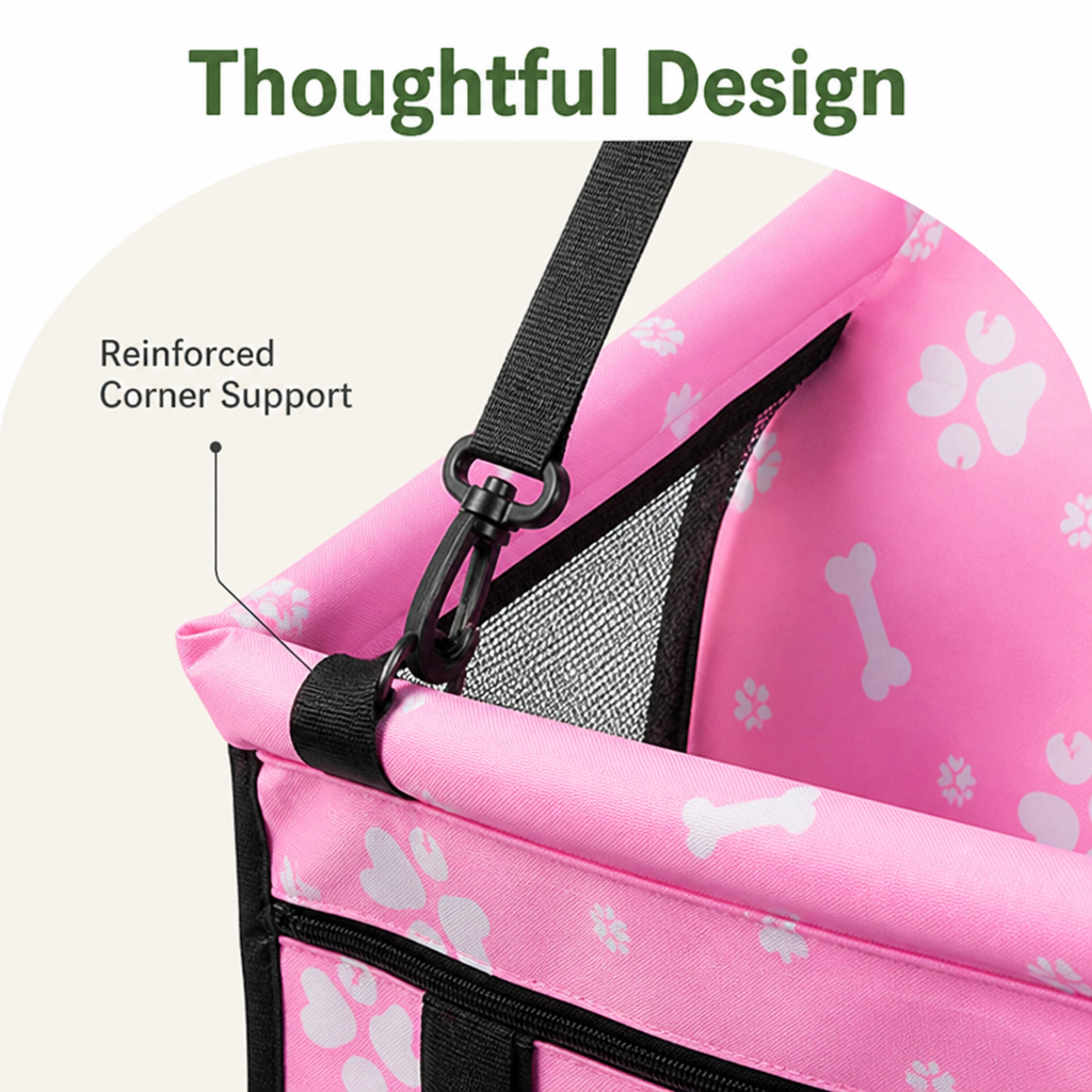 Ortekor Elevated Washable Car Booster Seat (Safety Leash & Adjustable Straps)