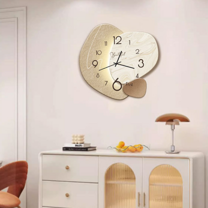 Sculptural Beige Timepiece Silent Sweep Hand Textured Face Modern Nordic Home Bedroom Study Office Hallway Feature Wall Minimalist Japandi Q