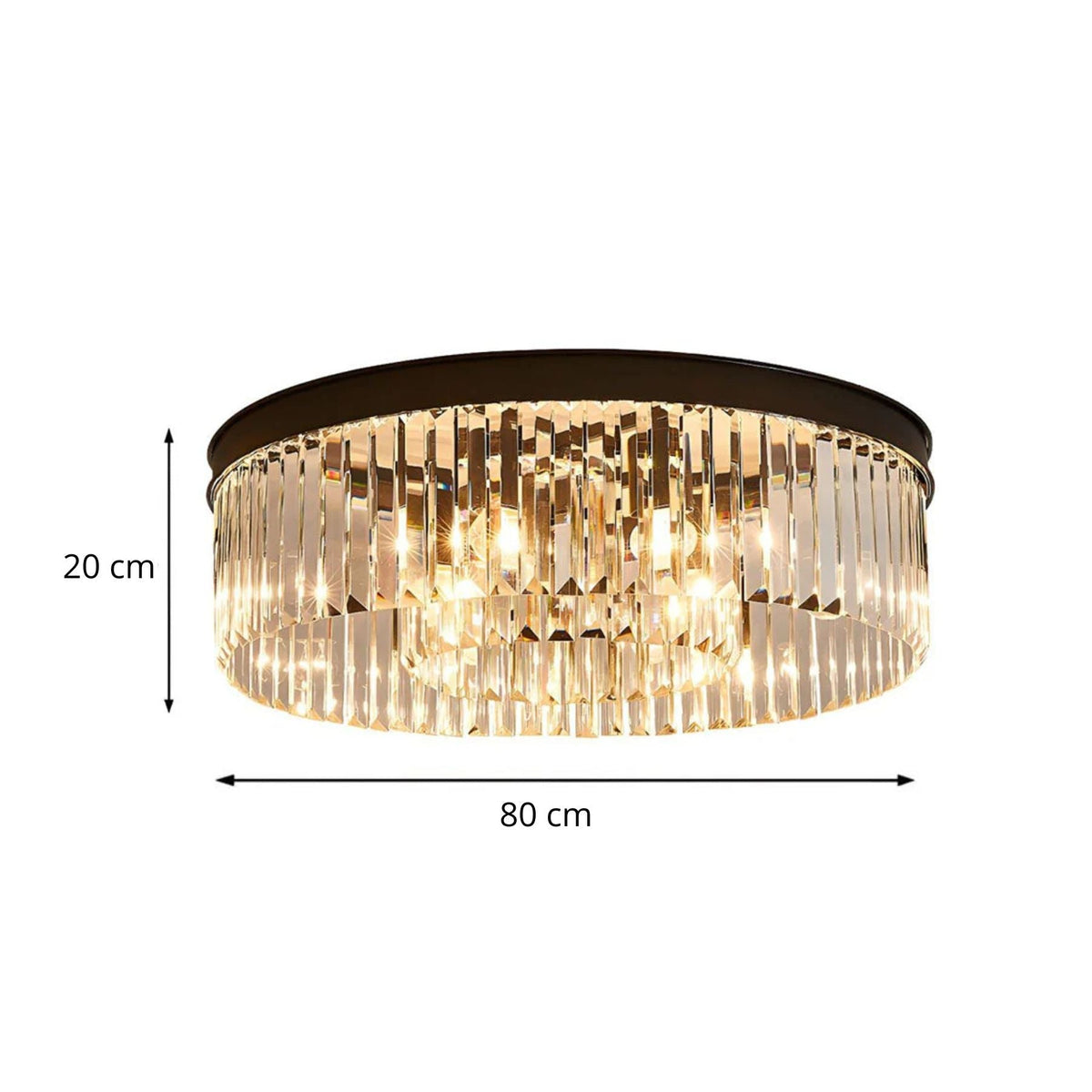 Flush Mount Crystal Chandelier 16 Inch Gold Round Overhead Light for Entryway Bedroom Dining Room 4-Bulb Semi-Flush Fixture Metallic Frame