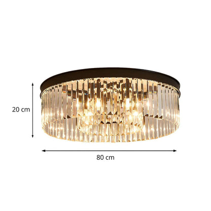 Flush Mount Crystal Chandelier 16 Inch Gold Round Overhead Light for Entryway Bedroom Dining Room 4-Bulb Semi-Flush Fixture Metallic Frame
