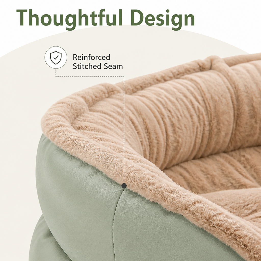 Ortekor Washable & Non-Slip Round Bolster Dog Bed
