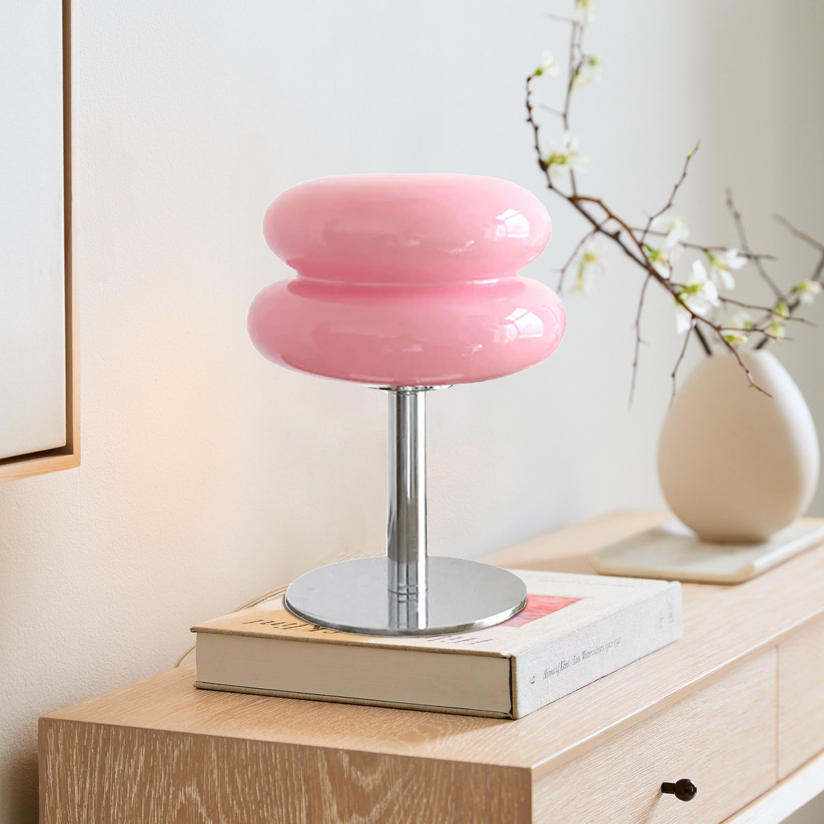 Frosted Glass Accent Lamp 10 Inch Sphere Bedside Light with Metal Base for Nightstand Reading Office Desktop Illumination