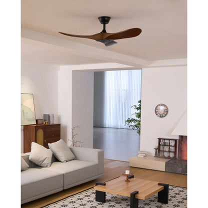 Wooden Blade Ceiling Fan with Remote Control 6 Speed Whisper-Quiet Motor Walnut Finish Adjustable Suspension for Living Room Bedroom Home Of