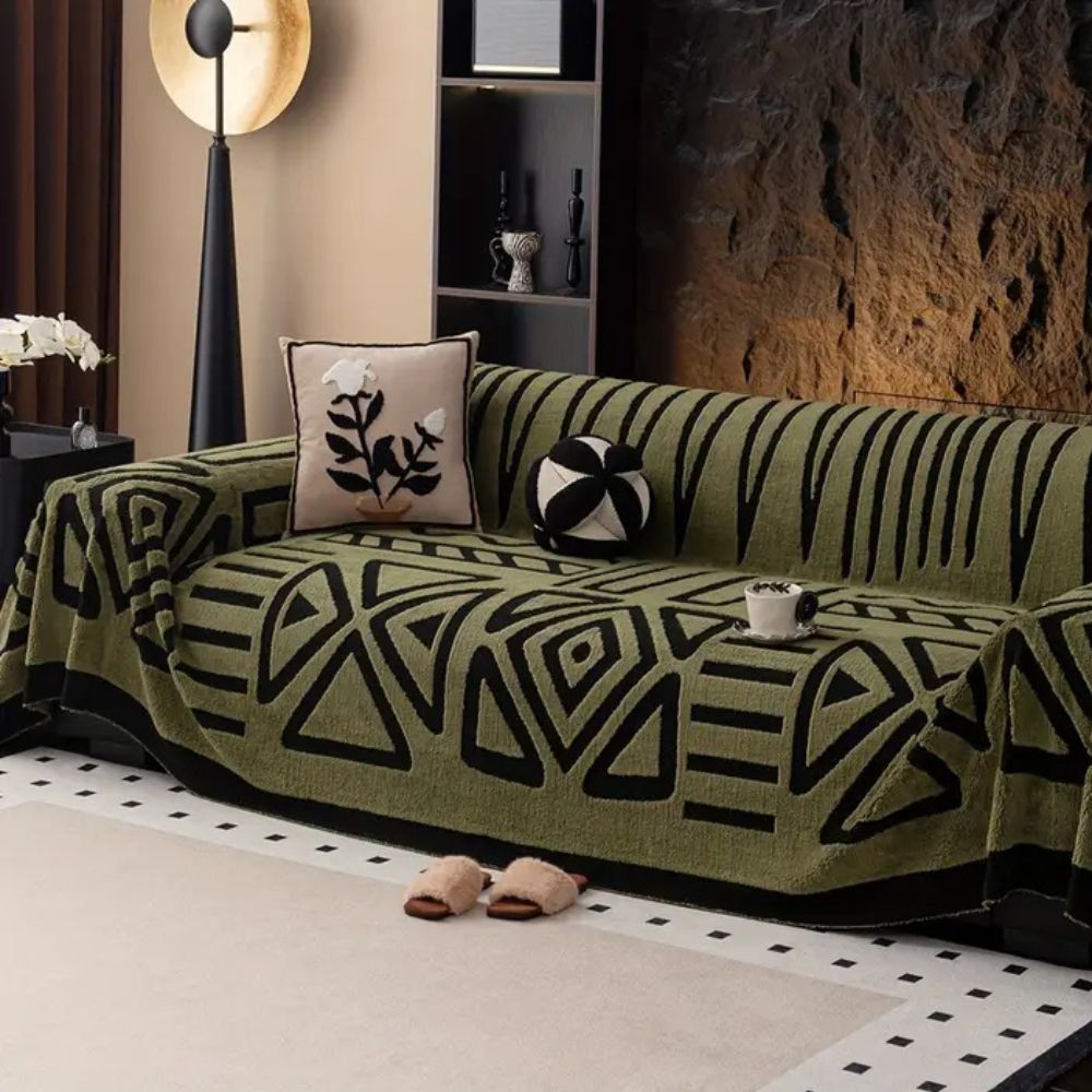 Sofa Throw Blanket with Non-Slip Grip — Jacquard Weave Pet-Proof Furniture Protector for Sectionals, Couches & Loveseats